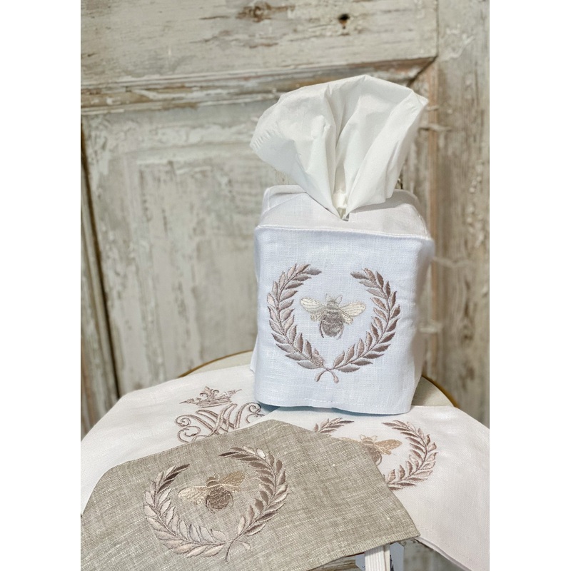 Tissue Box Cover – Bumble Bee White