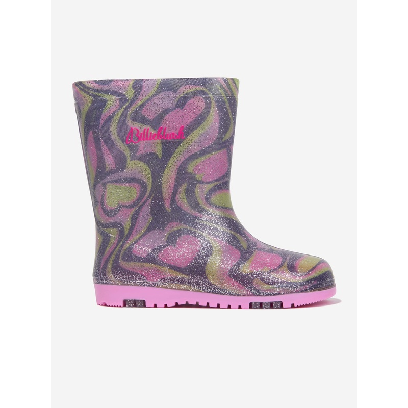 Billieblush Girls Glittery Heart Rain Boots in Navy