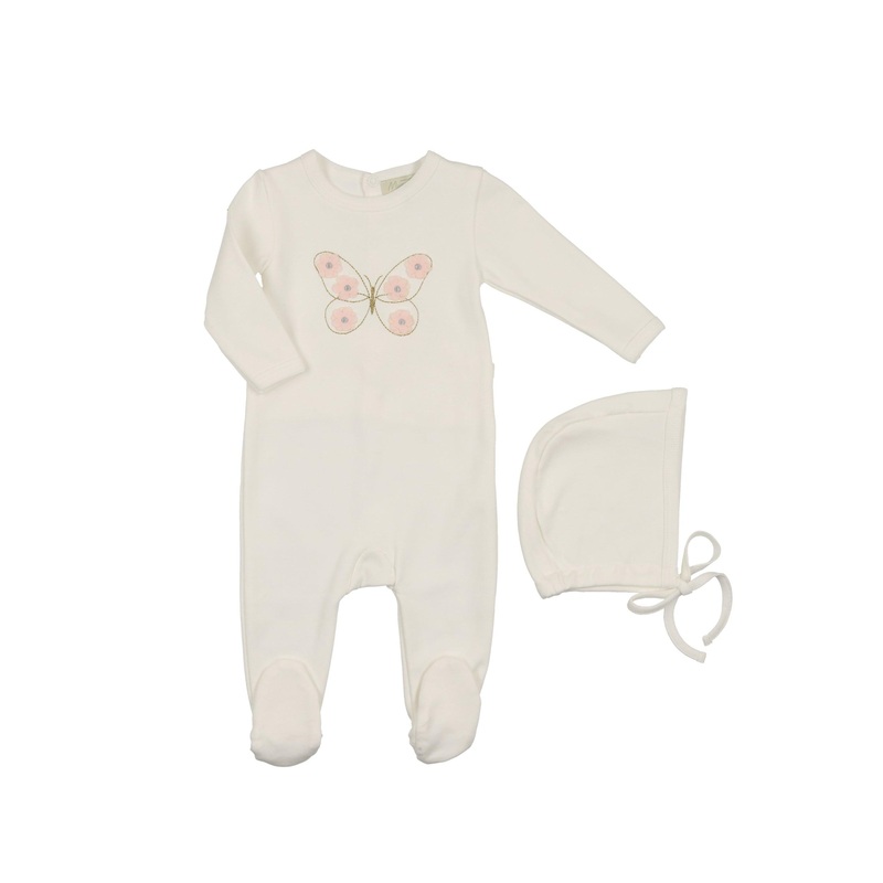 Mon Tresor  Fluttered Fleurs Footie & Hat