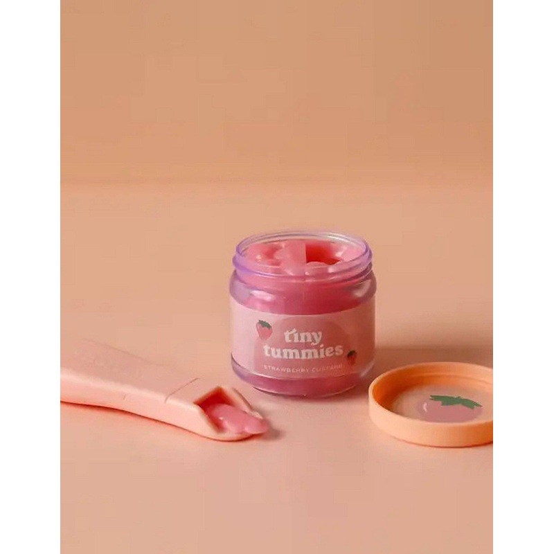 Tiny Tummies – Strawberry jelly food – Jar and spoon – Tiny Harlow