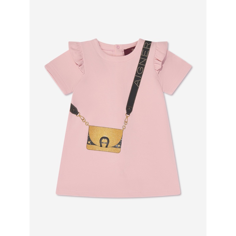 Aigner Baby Girls Bag Print Dress in Pink NZZ9710443954