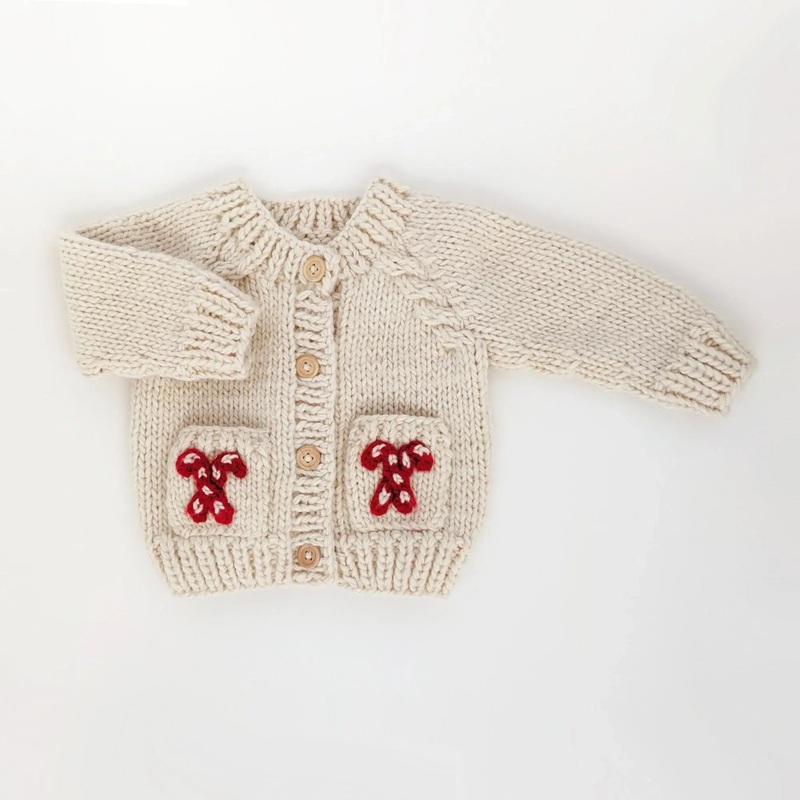 Baby Cardigan Sweater – Candy Cane  12-18M