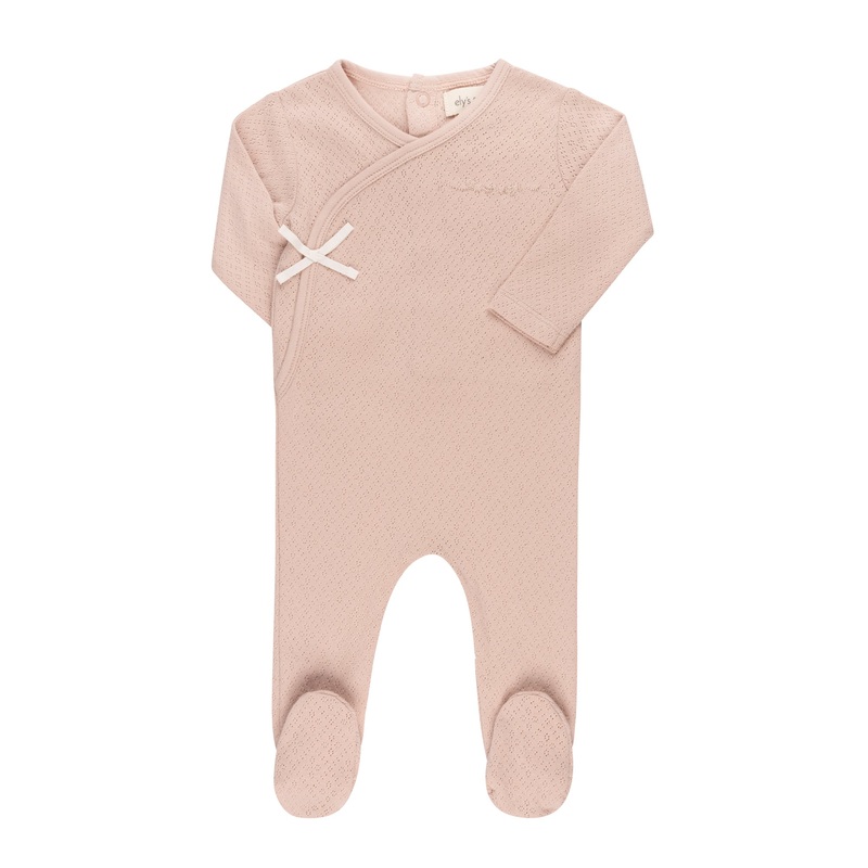 Baby Girl Footie | Amore Pointelle Collection | Pink/Rose Gold | Ely’s & Co | SS25
