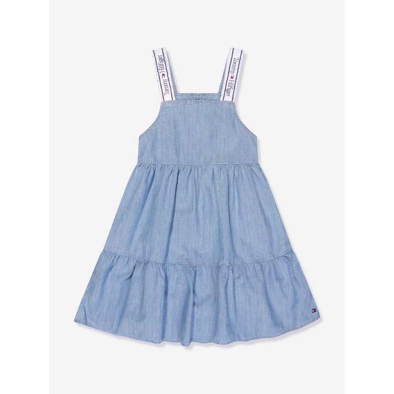 Tommy Hilfiger Girls Lyocell Strap Denim Dress in Blue