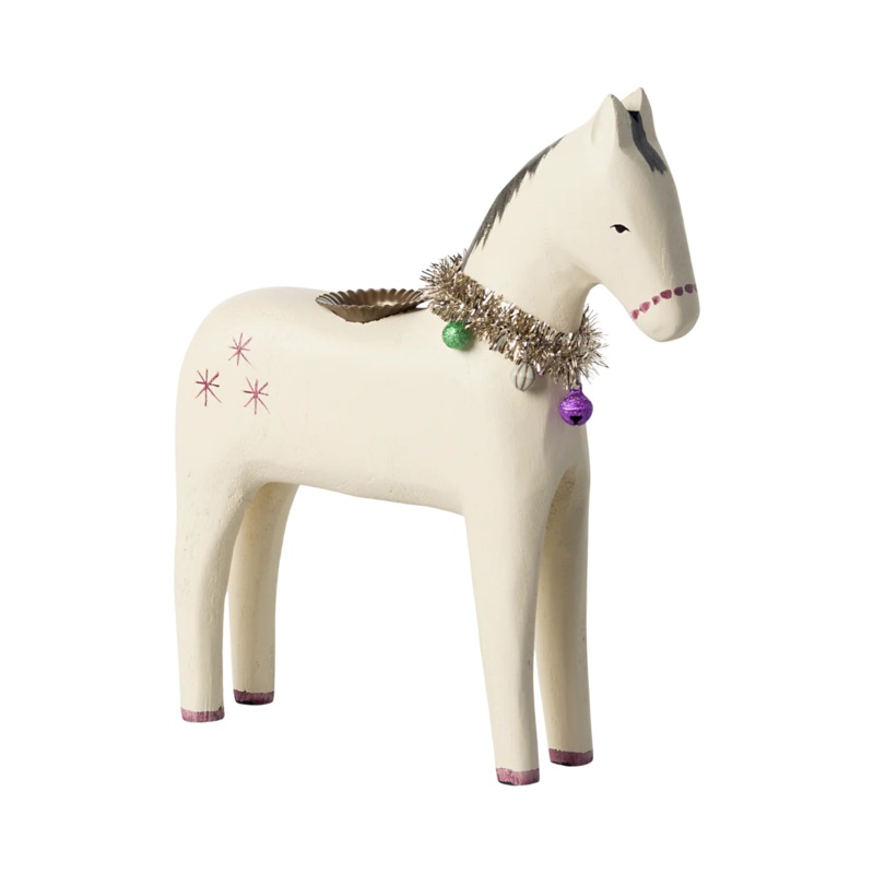 Wooden candle holder, Large horse
