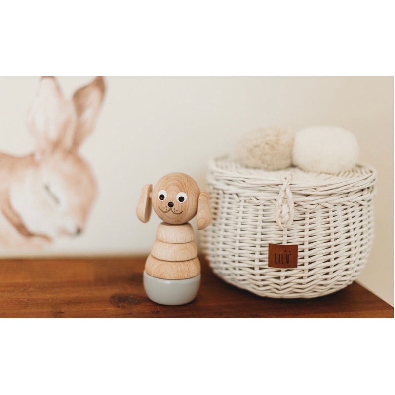 Wooden dog stacking puzzle