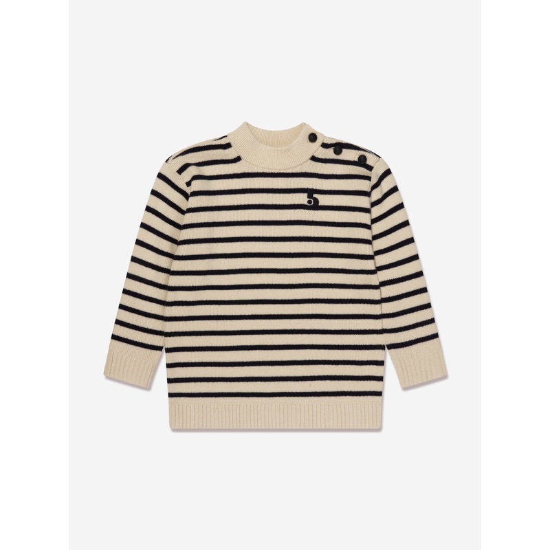 Bonpoint Boys Dantes Knitted Striped Jumper in Ivory