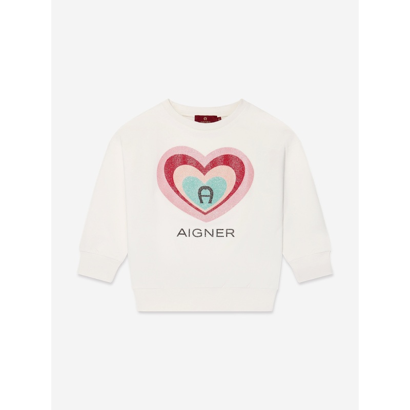 Aigner Girls Logo Sweatshirt in Ivory