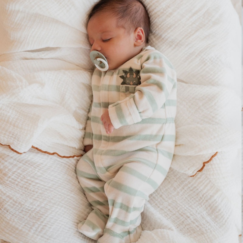 Bebe Isaac Stripe Ls Velour Onesie