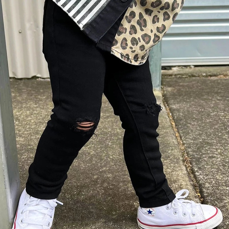 Black Distressed Denim Jeg Jeans – Baby