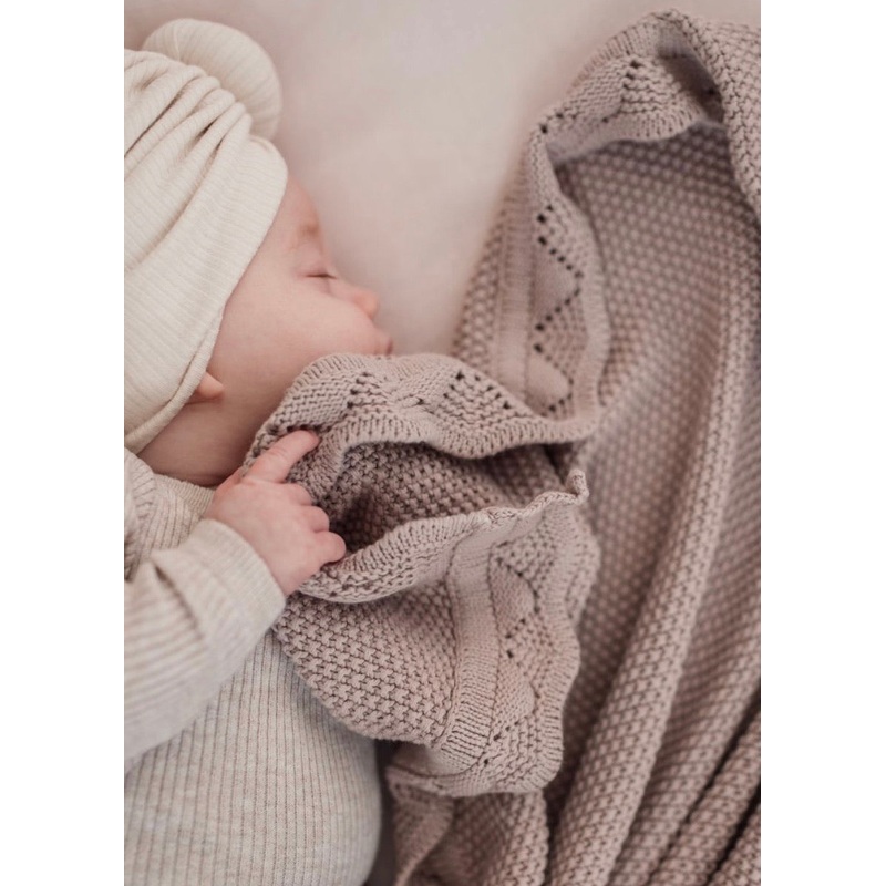 Ziggy Lou Heirloom Knit Blanket – Dusty Rose