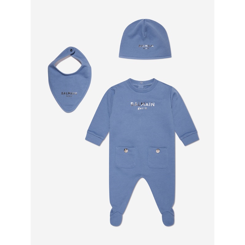 Balmain Baby Boys Babygrow Gift Set in Blue