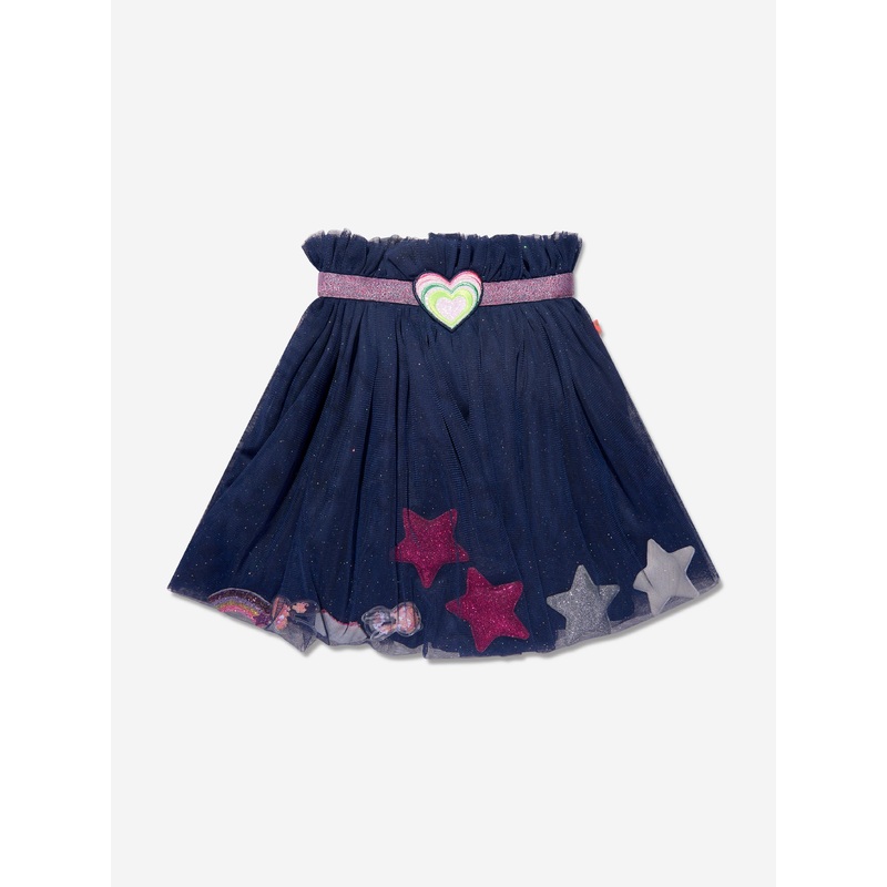 Billieblush Girls Tulle Star Skirt in Navy