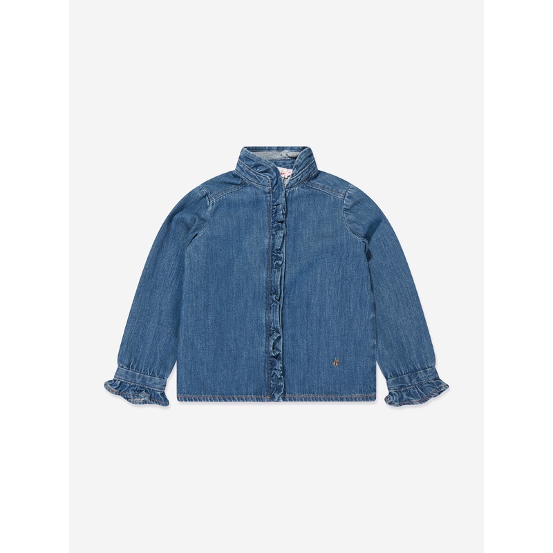 Bonpoint Girls Bree Denim Blouse in Blue