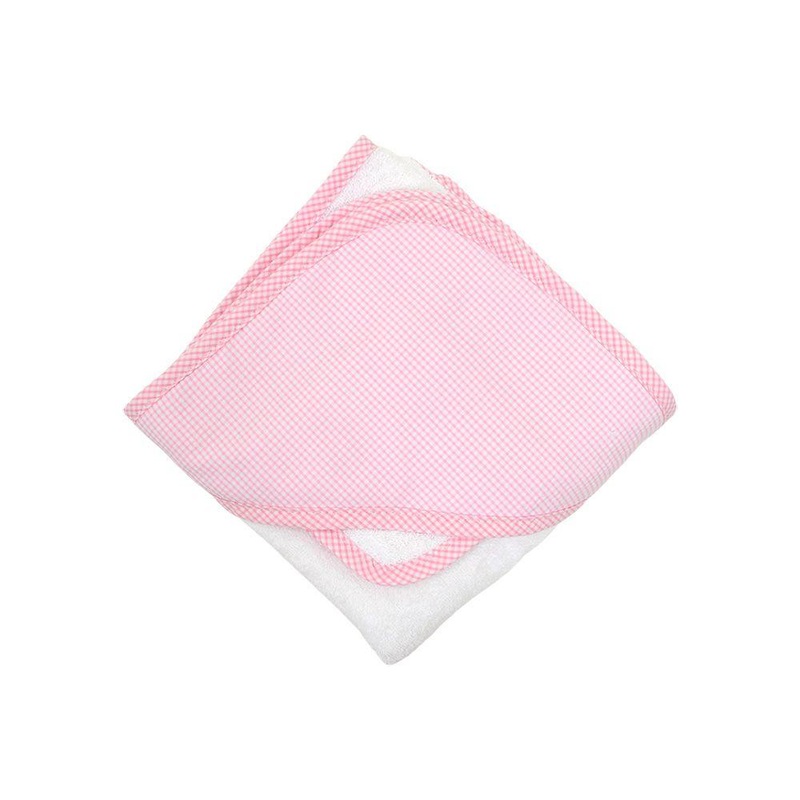 Small Pink Check Hooded Towel & Wash Cloth Set
