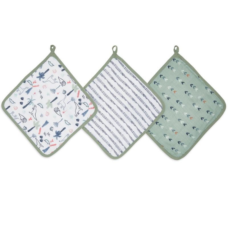 Aden + Anais Essentials 3pk Washcloth Set – Dinotime