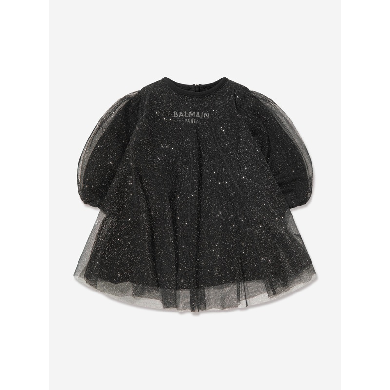 Balmain Baby Girls Tulle Layered Dress in Black