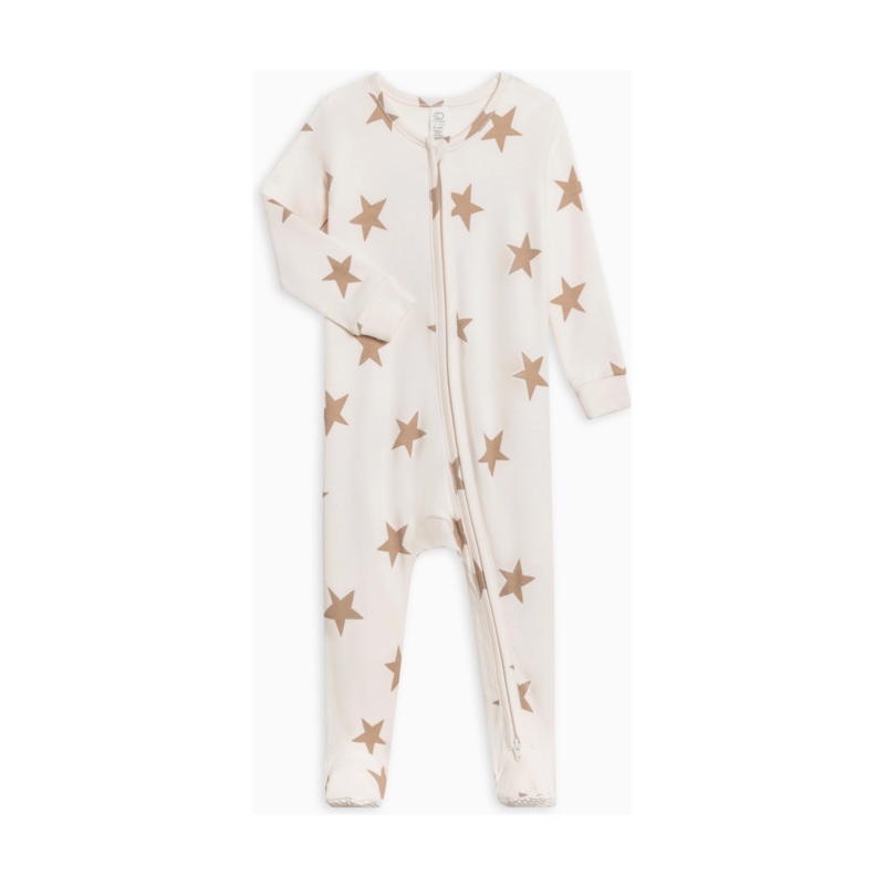 Colored Organics Peyton Zipper Sleeper- Star/ Truffle