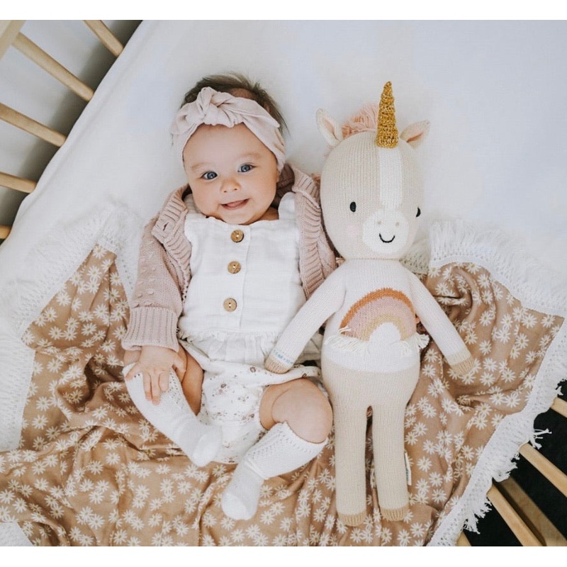 Ziggy Lou Mini Daisy Swaddle With Cream Fringe | Dusty Rose