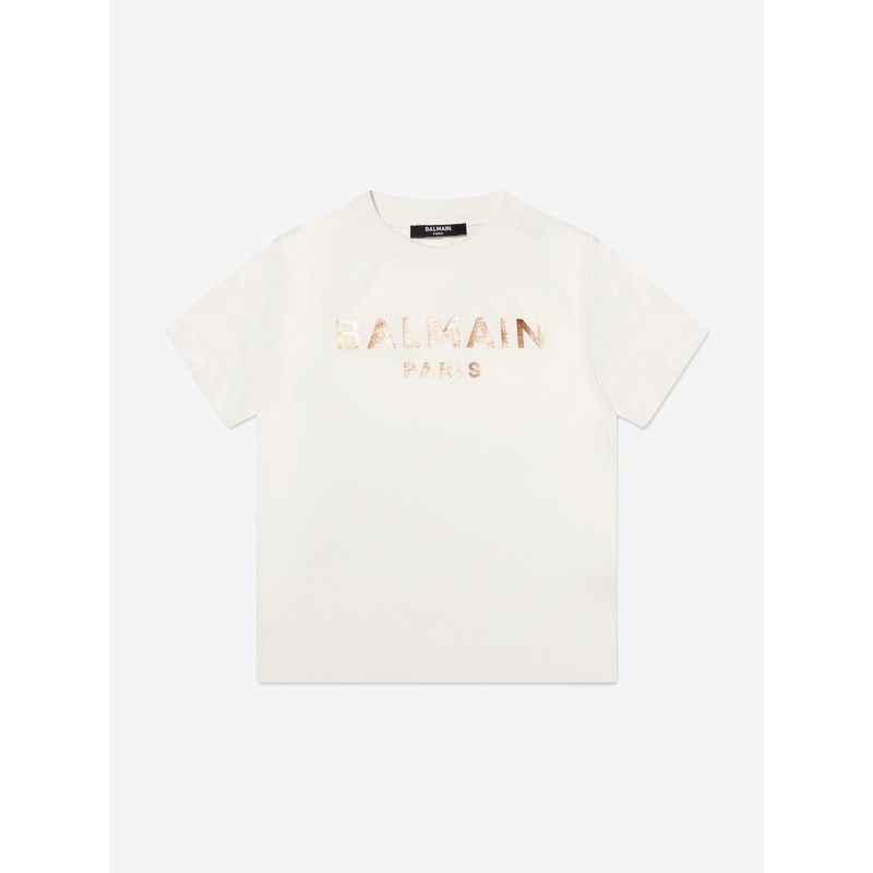 Balmain Girls Logo T-Shirt in Ivory NZZ9710442366