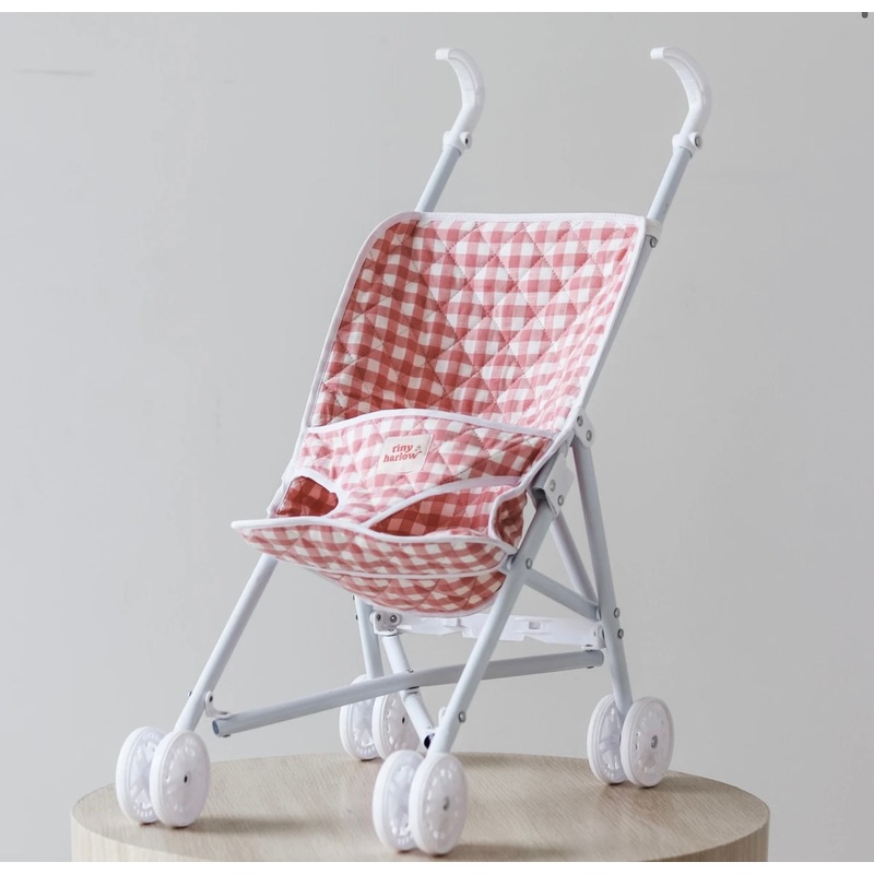 Tiny Harlow Doll Stroller in Pink Gingham