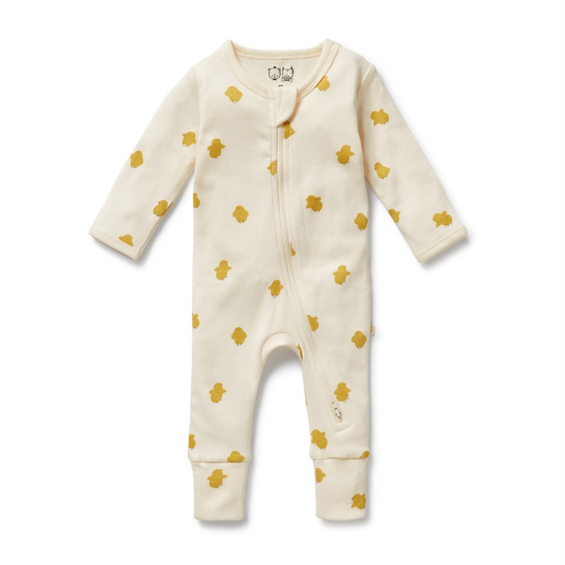 Wilson & Frenchy Little Chick Organic Zipsuit With Feet