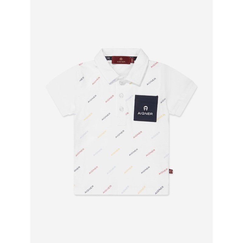 Aigner Baby Boys Logo Polo Shirt in White NZZ9710443962