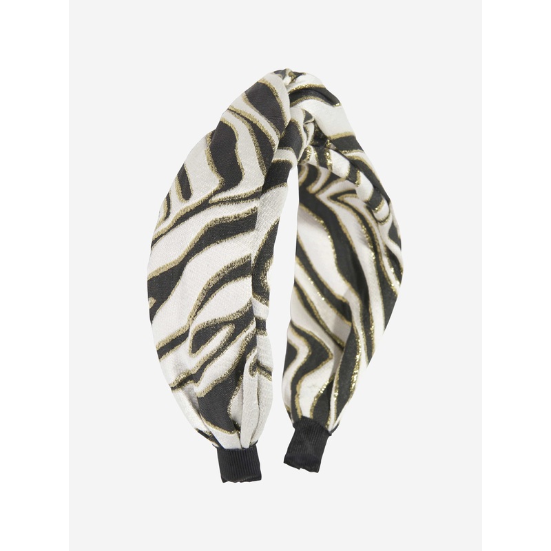 Angels Face Girls Lourdes Zebra Jacquard Headband in White