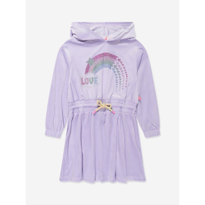 Billieblush Girls Velour Hooded Dress in Lilac