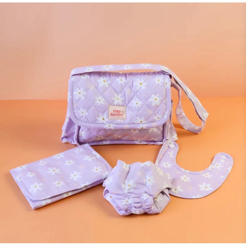 Tiny Harlow Convertible Dolls Nappy Bag Set | Lilac Daisy