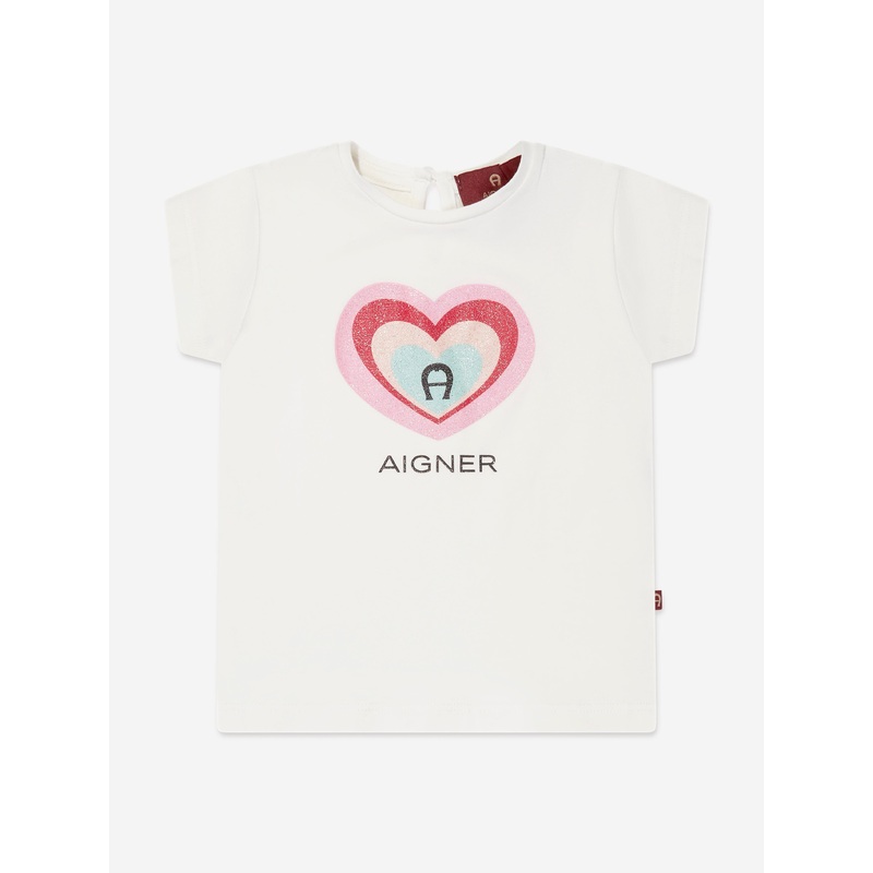 Aigner Baby Girls Logo T-Shirt in Ivory
