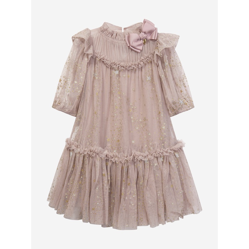 Angels Face Girls Myrtle Star Dress in Beige