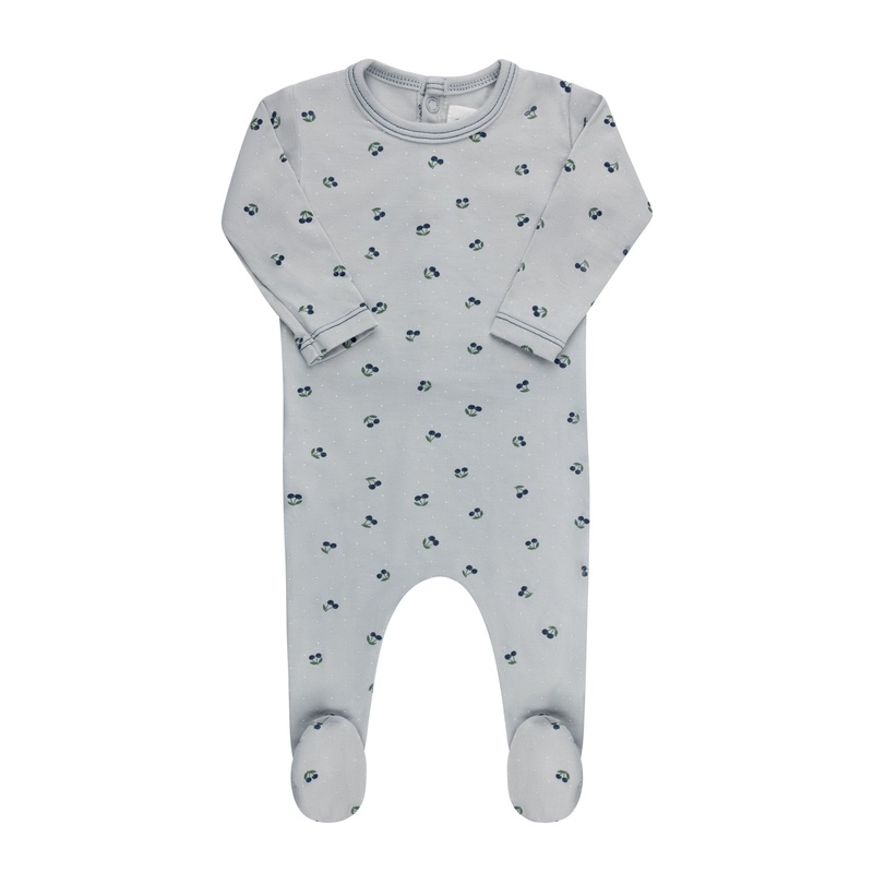 Baby Boy Footie | Modal Cherry Print | Blue | Aroura | SS25