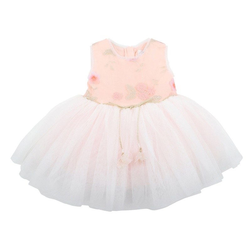 Bebe Embroidered Tutu Dress Peach 1 – 7 YRS