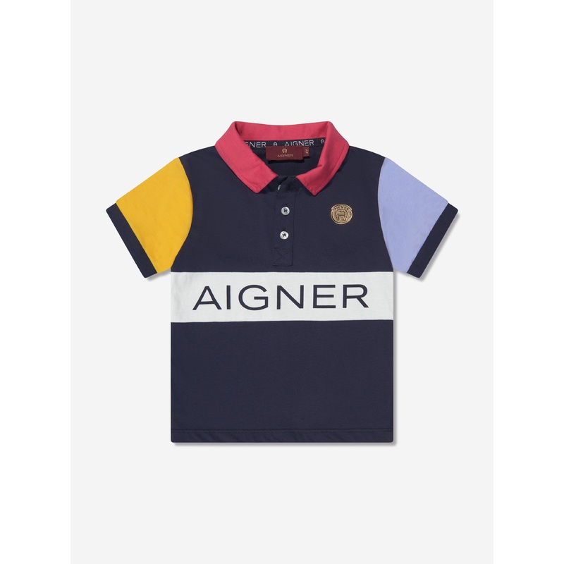 Aigner Boys Logo Polo Shirt in Navy