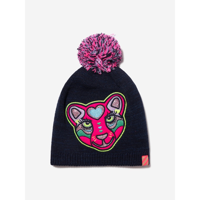 Billieblush Girls Tiger Bobble Hat in Navy