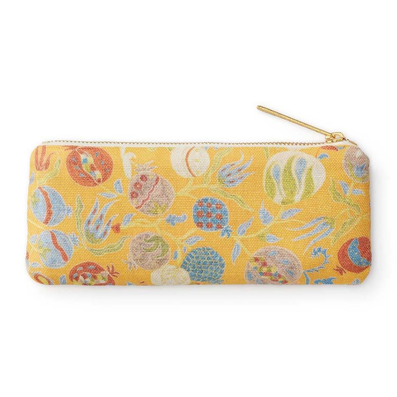 Golden Pomegranate Suzani Slim Zip Pouch