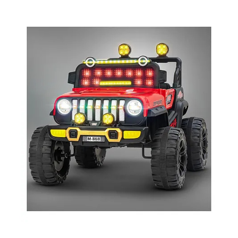 Baybee Droxy Battery Operated Jeep for Kids with RGB Windshield Light, Bluetooth, USB & Music | Baby Big Ride on Battery Car | Electric Jeep Car for Kids (Red)