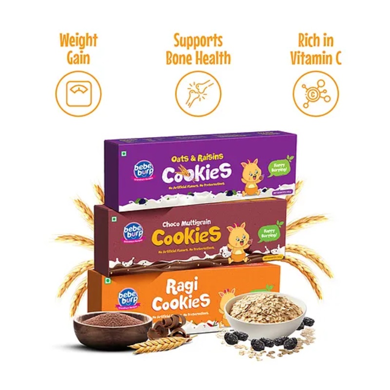 Bebe Burp Organic Baby Food Cookies Combo Pack of 3 – 150 gm each