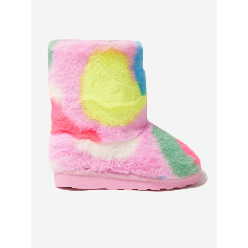 Billieblush Girls Faux Fur Heart Boots in Pink