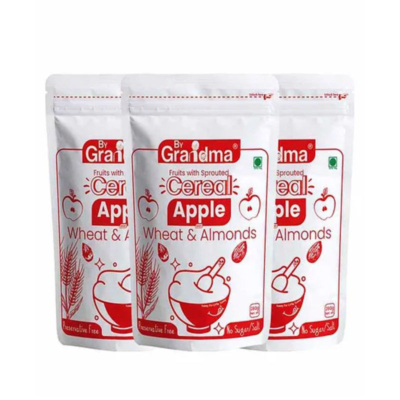 ByGrandma Organic Apple & Almond Baby Food – Homemade Sprouted Grains, 280g (Pack of 3)
