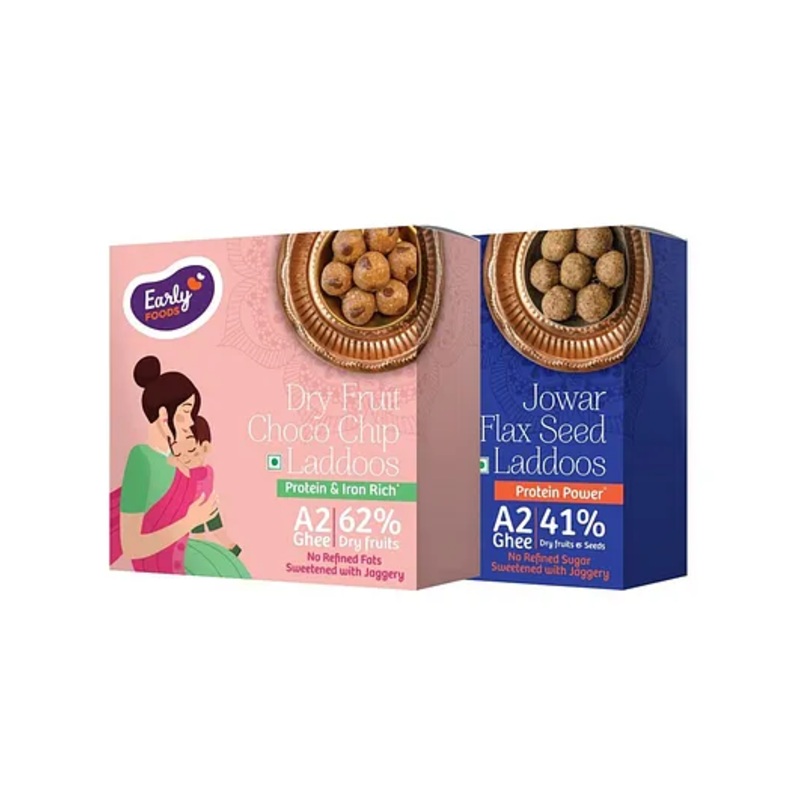 Early Foods Jowar Flax Seeds & Dry Fruit Choco Chip Laddoos Pack of 2, 250g Each