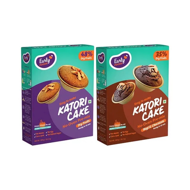 Early Foods Ragi Choco & Dry Fruits Katori Cake Mix Pack of 2, 300g