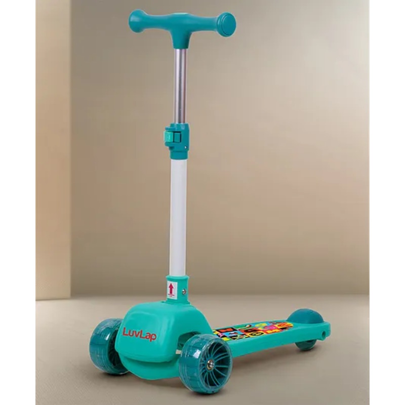 LuvLap Elegant Toddler 3-Wheel Kick Scooter with LED Lights, Stable Wide Deck, Adjustable Height & Easy-Grip Handlebars, Outdoor Fun Gear for Kids 3-10 Years  Sea Green