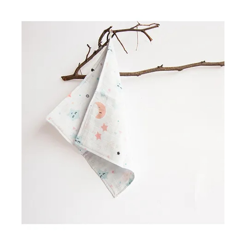 Yellow Doodle Stars & Sky Printed Organic Cotton Muslin Wipes Pack Of 6 – Multicolour