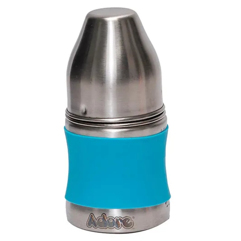 Adore Premium Baby Stainless Steel Feeding Bottle With Sleeve Blue – 125 ml
