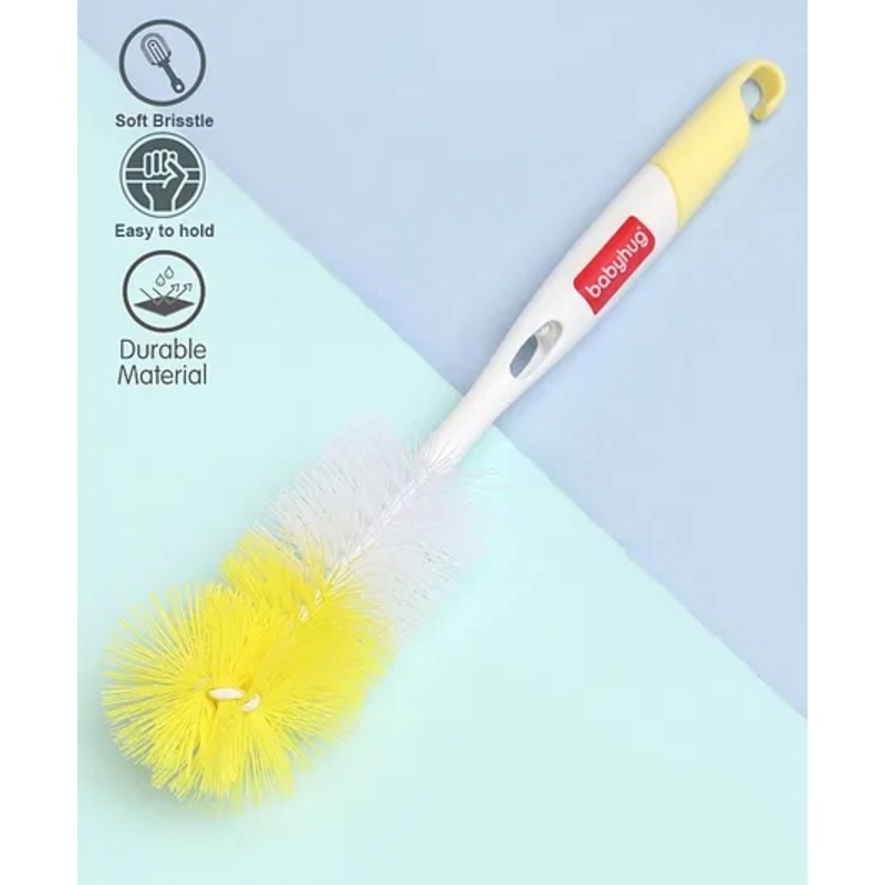 Babyhug Bottle & Nipple Cleaning Brush – Yellow White