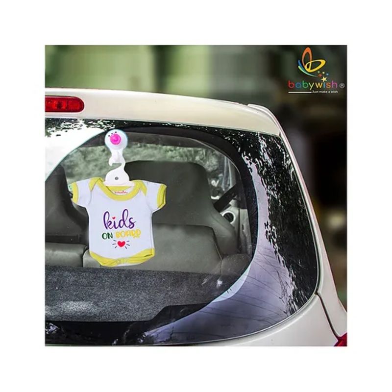 Babywish Baby on Board Car Decals Cloth Safety Sign Board Kids On Board Heart Print – Yellow