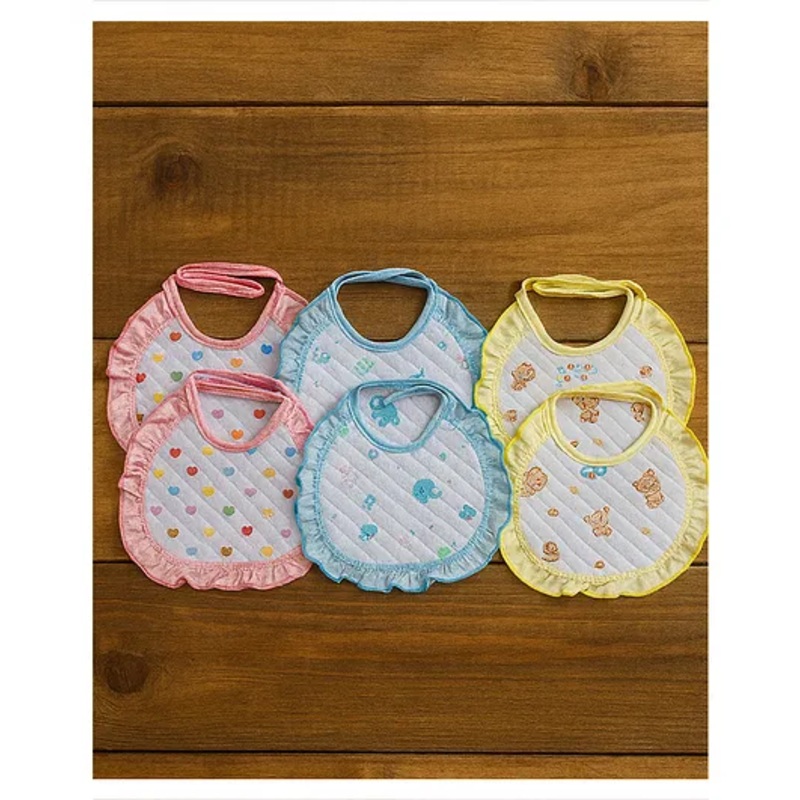 Badal Kidz Premium Imported Knot Frill Baby Bibs – Super Soft, Large Size, Cute Designs (Set of 6)