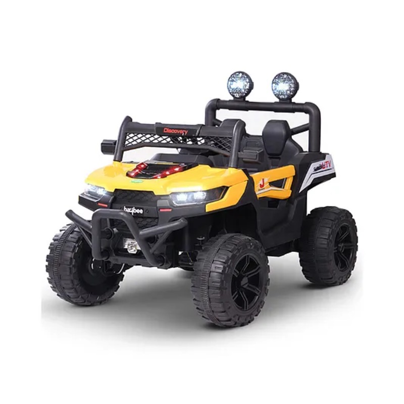Baybee Discovery Electric Rechargeable Battery Operated Jeep Car for Kids with LED Light Remote Control & Music – Yellow